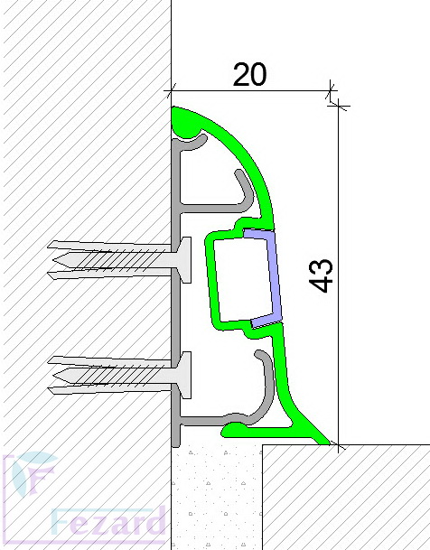 Алюминиевый плинтус Fezard ALP-C43-LED