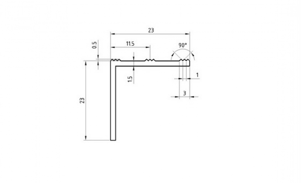 Порог-угол на ступень 23х23 мм