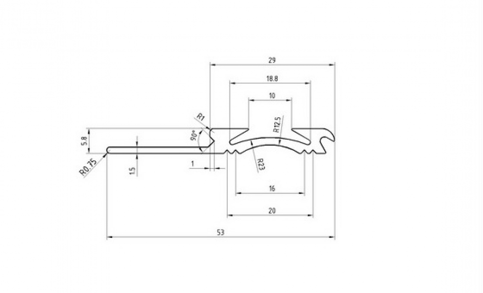 Профиль для кафеля 29х53 мм
