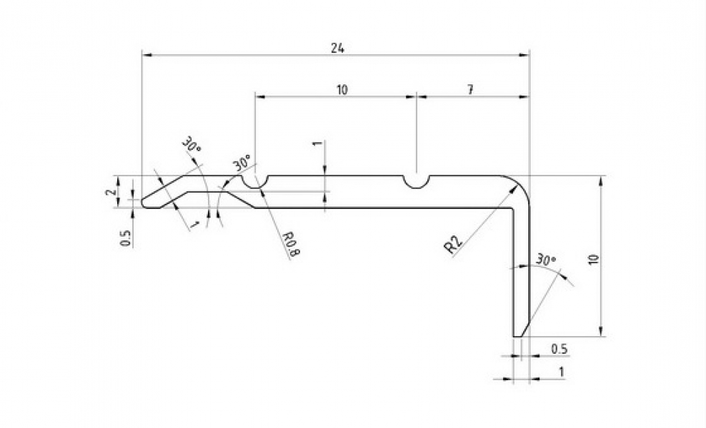 Порог-угол на ступень 24х10 мм