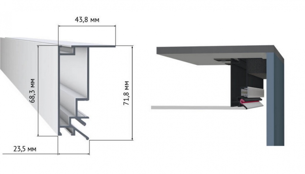 Профиль для натяжных потолков с подсветкой AL-NT20