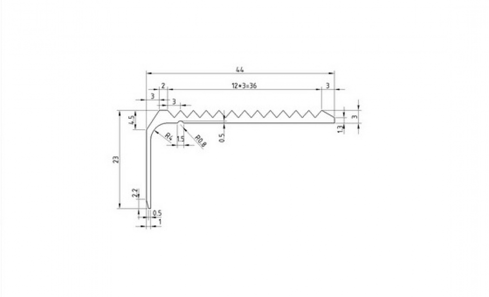 Порог-угол на ступень 44х23 мм