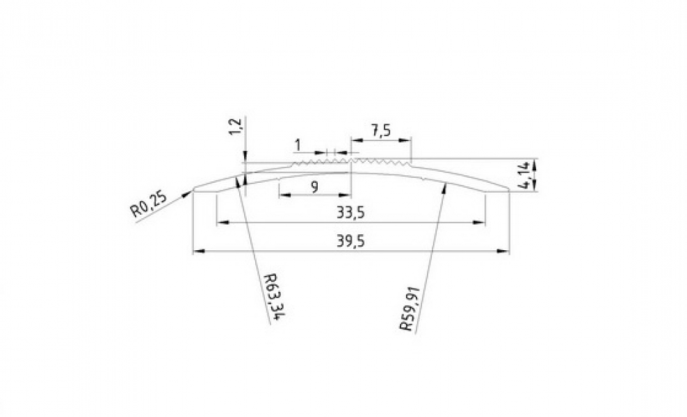 Порог-стык с насечкой 39,5 мм