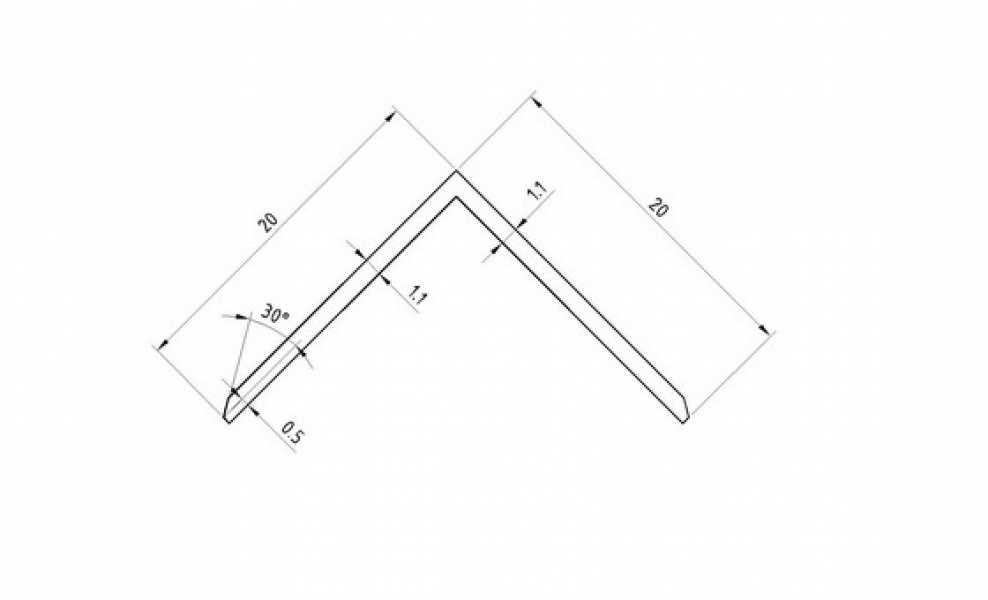 Уголок защитный с фасками 20х20 мм