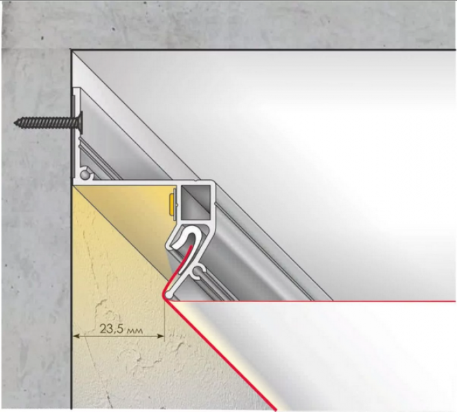 Профиль для натяжных потолков с подсветкой AL-NT23